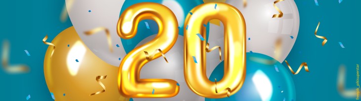 Luftballons mit Zahl Zwanzig